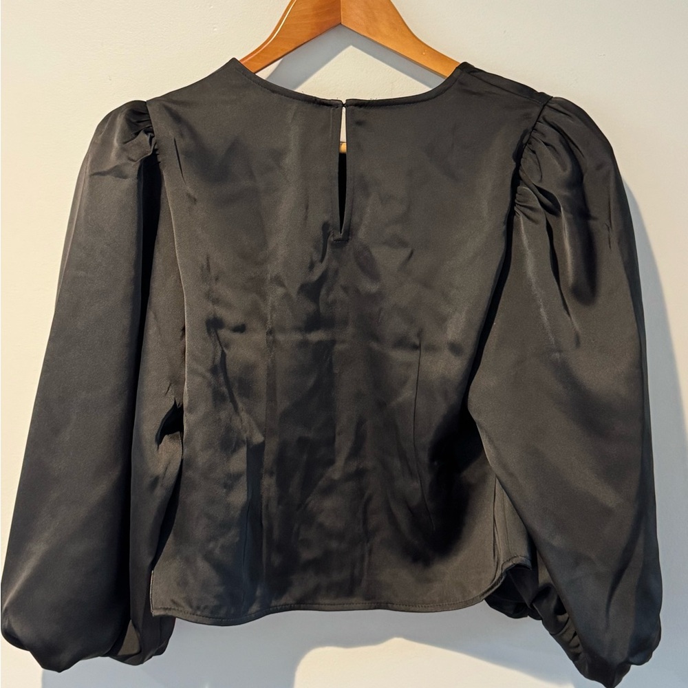 Express Charcoal Puff Sleeve Blouse - Picture 2 of 2